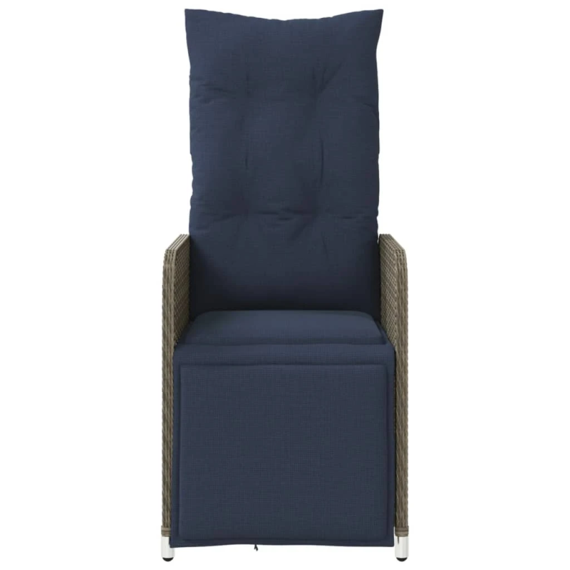 vidaXL atgāžams dārza krēsls ar spilveniem, pelēks polietilēna rotangpalmas pinums