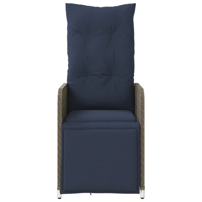 vidaXL atgāžami dārza krēsli, 2 gab., ar spilveniem, pelēks polietilēna rotangpalmas pinums