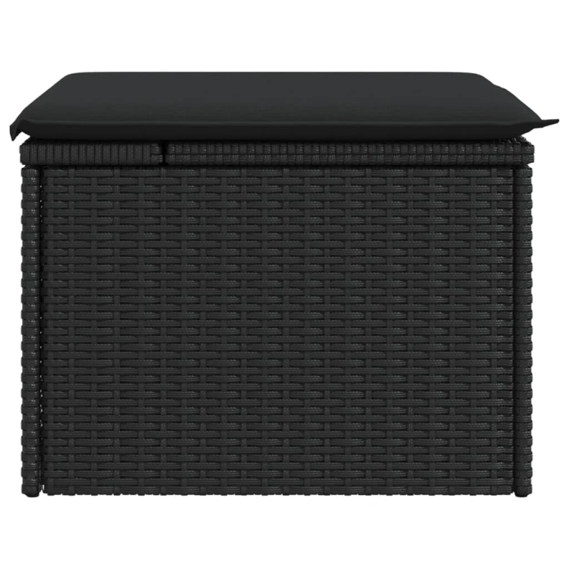 vidaXL dārza krēsls ar spilvenu, melns, 55x55x37 cm, polietilēna rotangpalma