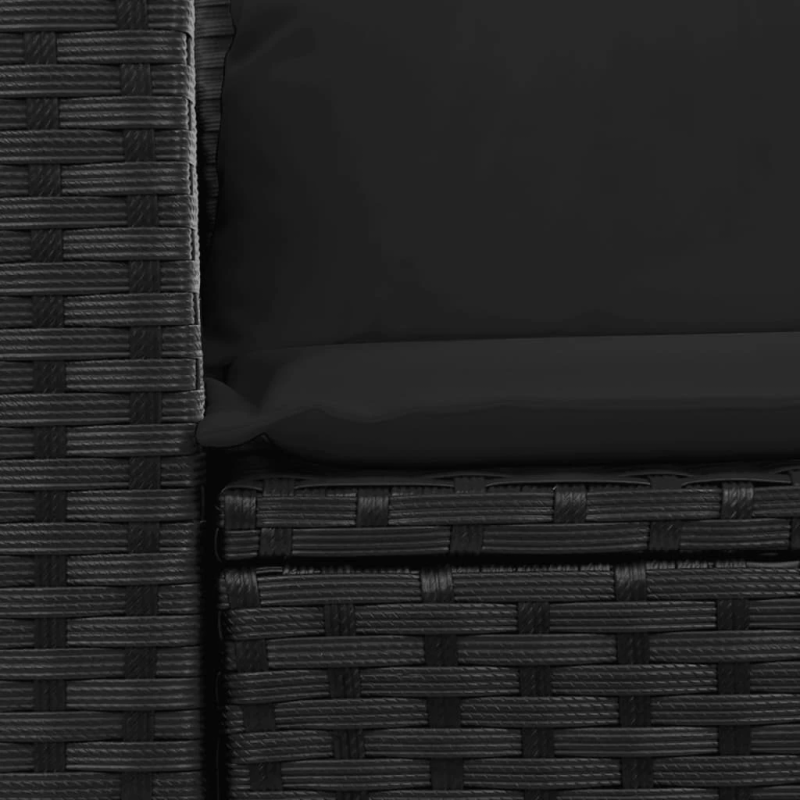vidaXL divvietīgs dārza dīvāns ar matračiem, melna PE rotangpalma