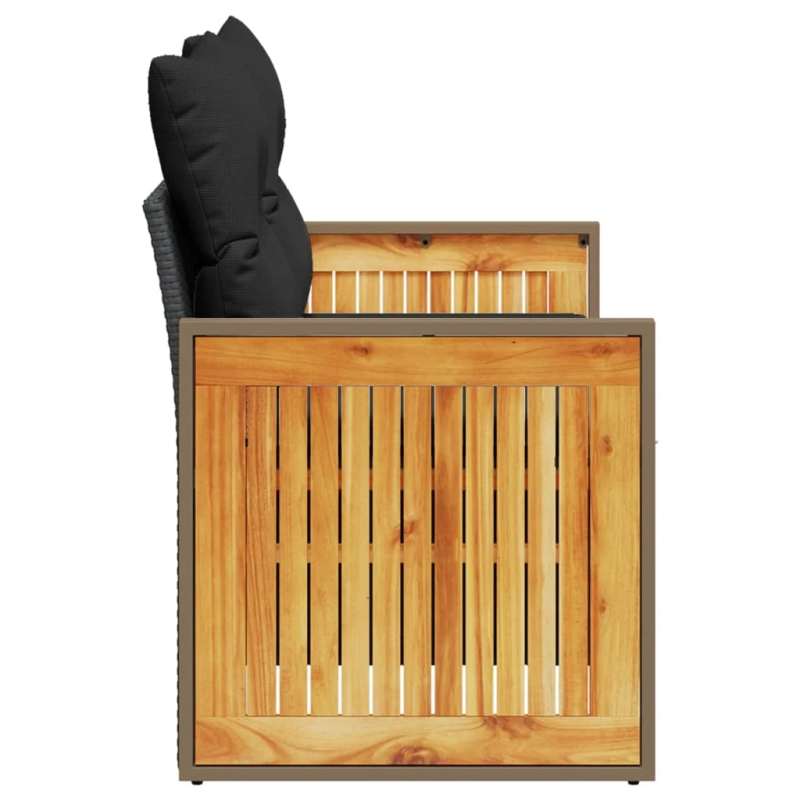 vidaXL divvietīgs dārza dīvāns ar matračiem, melna PE rotangpalma