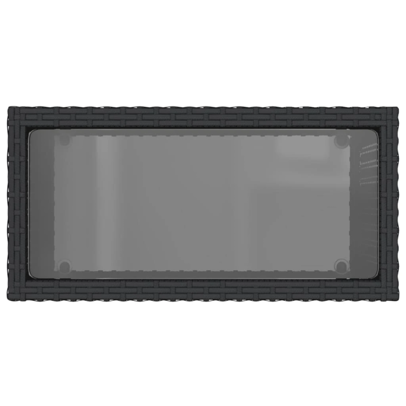 vidaXL dārza galds, stikla virsma, 58x27,5x55 cm, melna PE rotangpalma