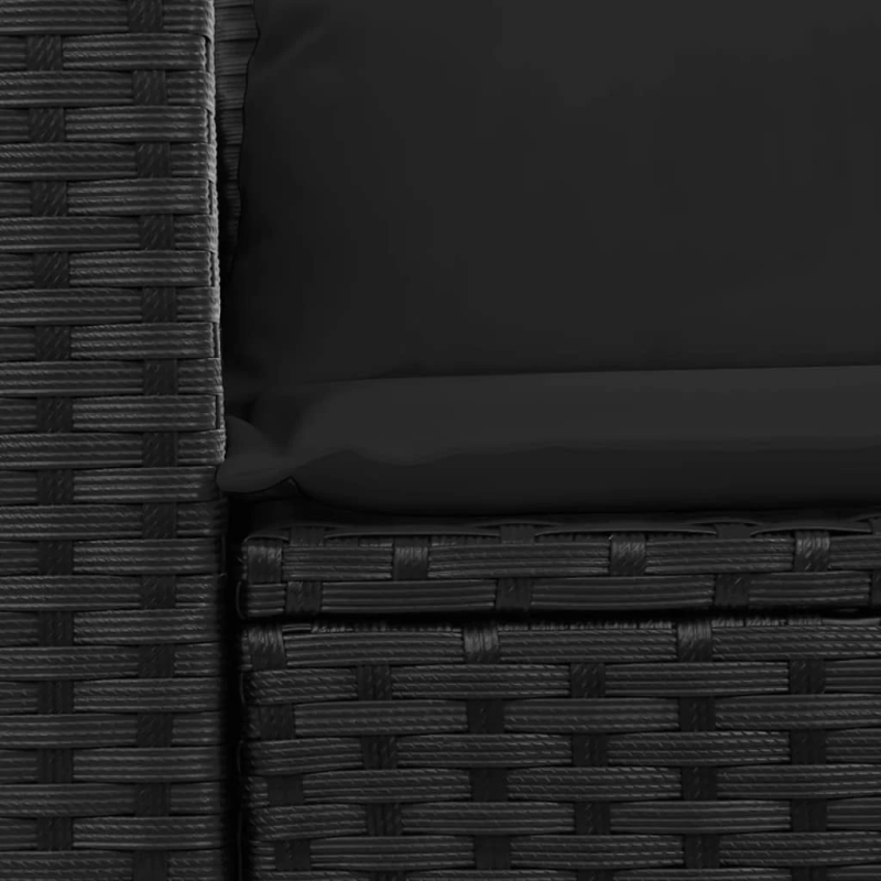vidaXL dārza dīvāns ar spilveniem, divvietīgs, melns, polietilēna rotangpalma
