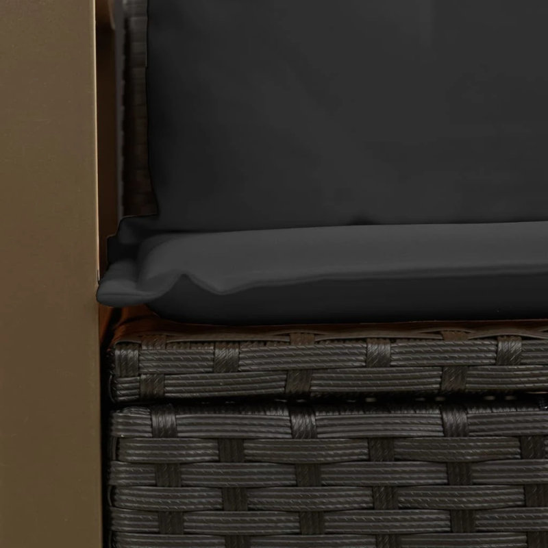 vidaXL dārza dīvāns ar spilveniem, divvietīgs, melns, polietilēna rotangpalma