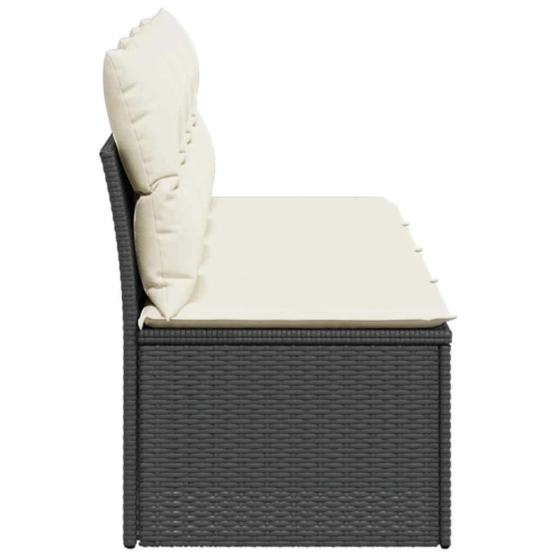 vidaXL četrvietīgs dārza dīvāns ar matračiem, melna PE rotangpalma