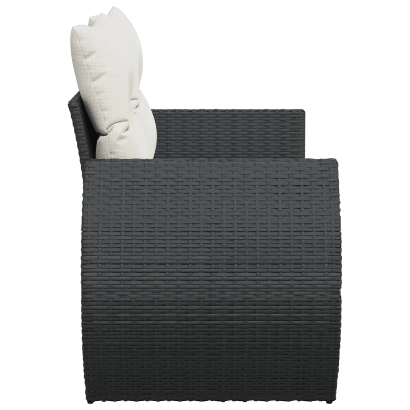 vidaXL divvietīgs dārza dīvāns ar matračiem, melna PE rotangpalma