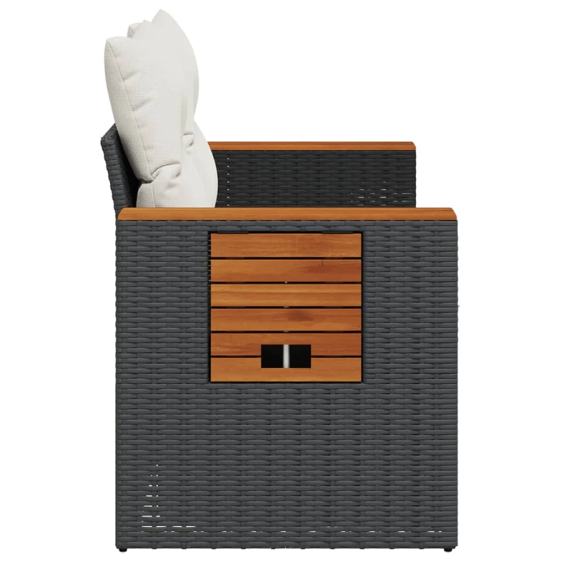 vidaXL divvietīgs dārza dīvāns ar matračiem, melna PE rotangpalma