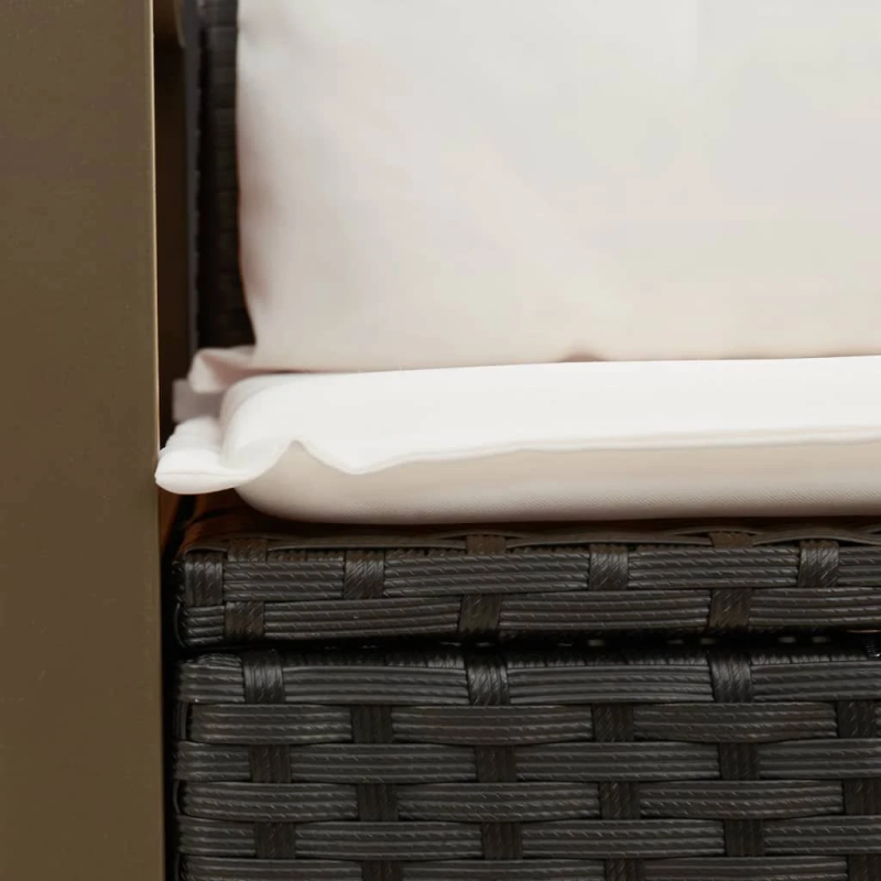 vidaXL divvietīgs dārza dīvāns ar matračiem, melna PE rotangpalma