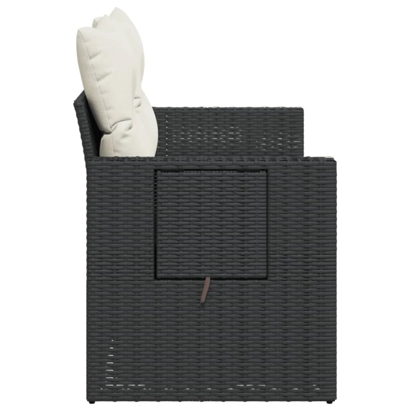 vidaXL divvietīgs dārza dīvāns ar matračiem, melna PE rotangpalma