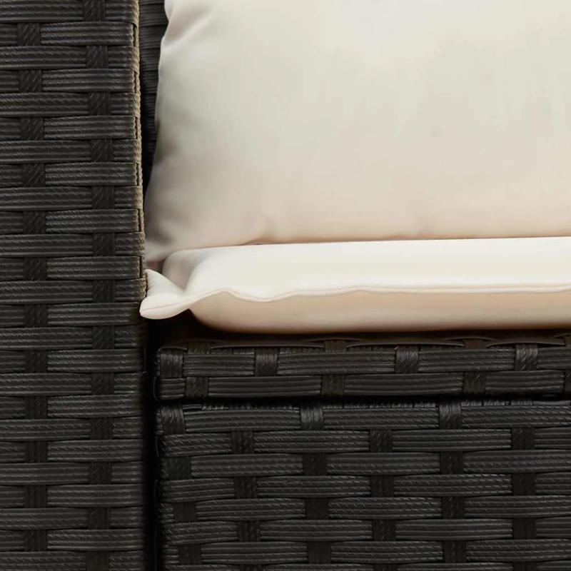 vidaXL divvietīgs dārza dīvāns ar matračiem, melna PE rotangpalma