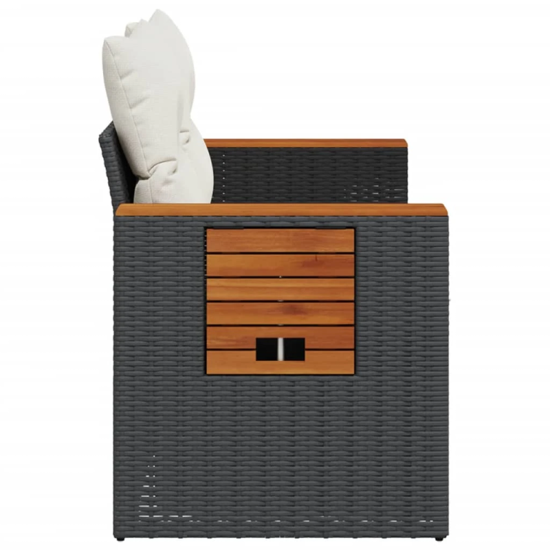 vidaXL divvietīgs dārza dīvāns ar matračiem, melna PE rotangpalma