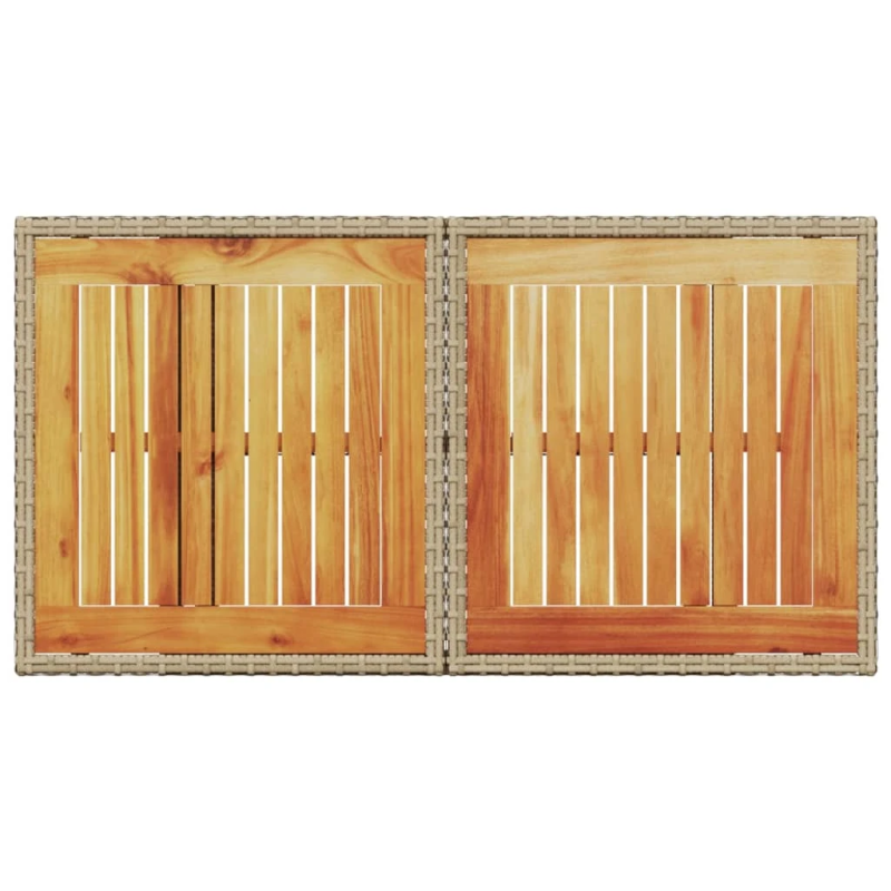 vidaXL dārza galds, 100x55x73 cm, bēša PE rotangpalma, akācijas koks