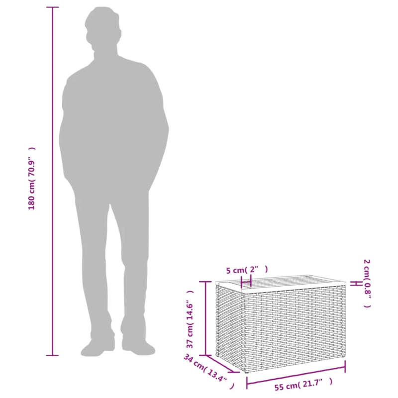 vidaXL dārza galdiņi, 2 gab., bēši, 55x34x37cm, PE rotangpalma, koks