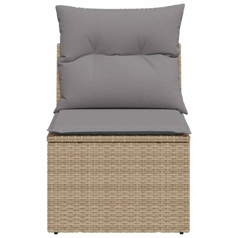 vidaXL dārza dīvāns, matrači, bez roku balstiem, bēša PE rotangpalma