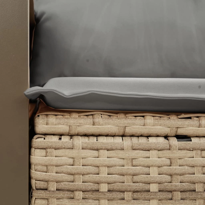 vidaXL divvietīgs dārza dīvāns ar matračiem, bēša PE rotangpalma