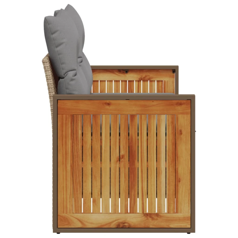 vidaXL divvietīgs dārza dīvāns ar matračiem, bēša PE rotangpalma