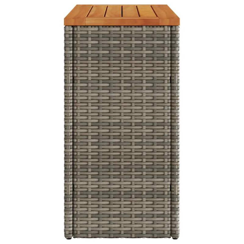vidaXL dārza galds, koka virsma, pelēks, 58x27,5x55 cm, PE rotangpalma