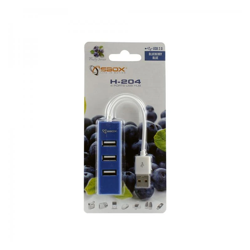Sbox H-204 USB 4 Ports USB HUB Blueberry Blue