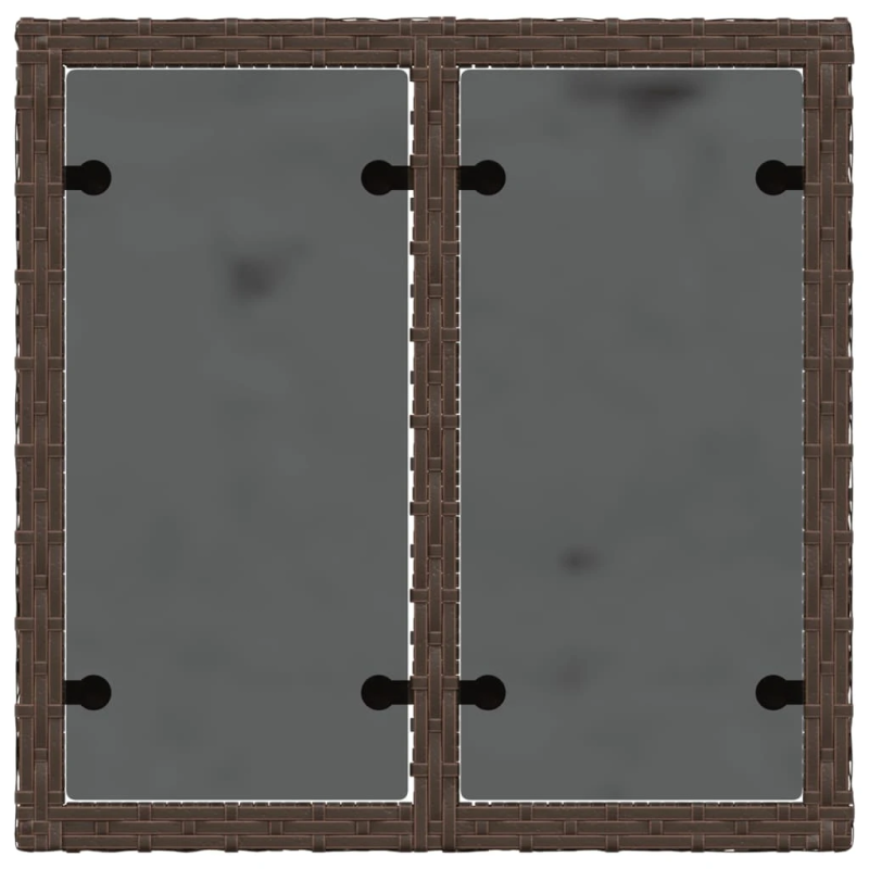 vidaXL dārza galds ar stikla virsmu, 55x55x37cm, brūns PE rotangpalma