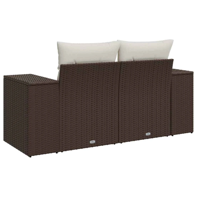 vidaXL divvietīgs dārza dīvāns ar matračiem, brūna PE rotangpalma