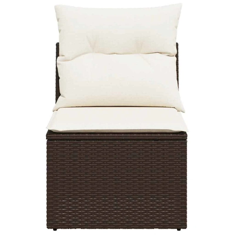 vidaXL dārza krēsls, matrači, bez roku balstiem, brūna PE rotangpalma