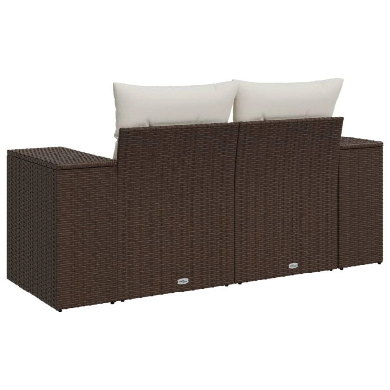 vidaXL divvietīgs dārza dīvāns ar matračiem, brūna PE rotangpalma