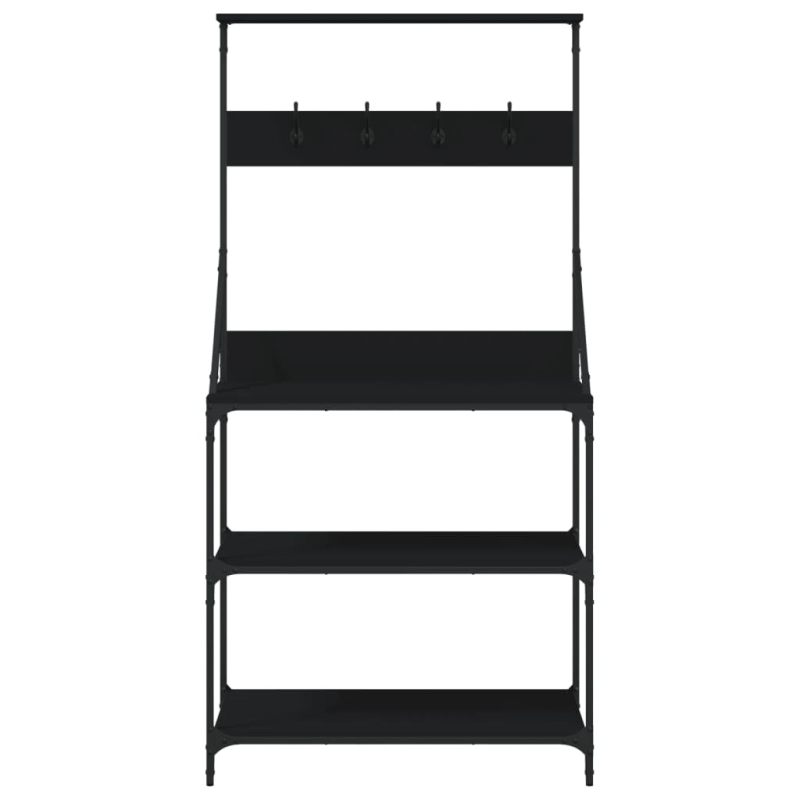 vidaXL virtuves plaukts, 4 līmeņi, melns, inženierijas koks