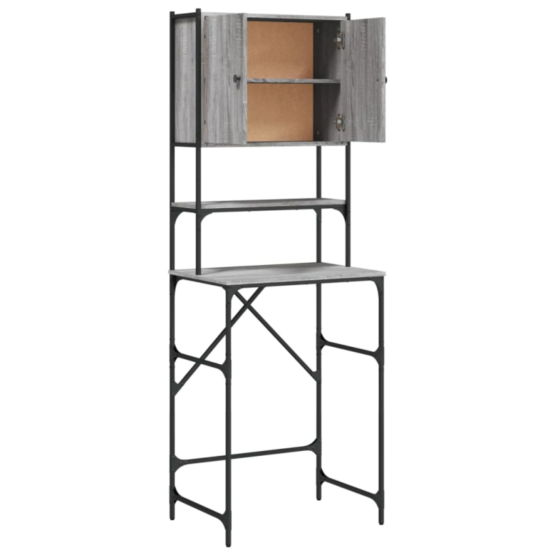 vidaXL veļasmašīnas skapītis, pelēcīga ozola krāsa, 68x48,5x194 cm