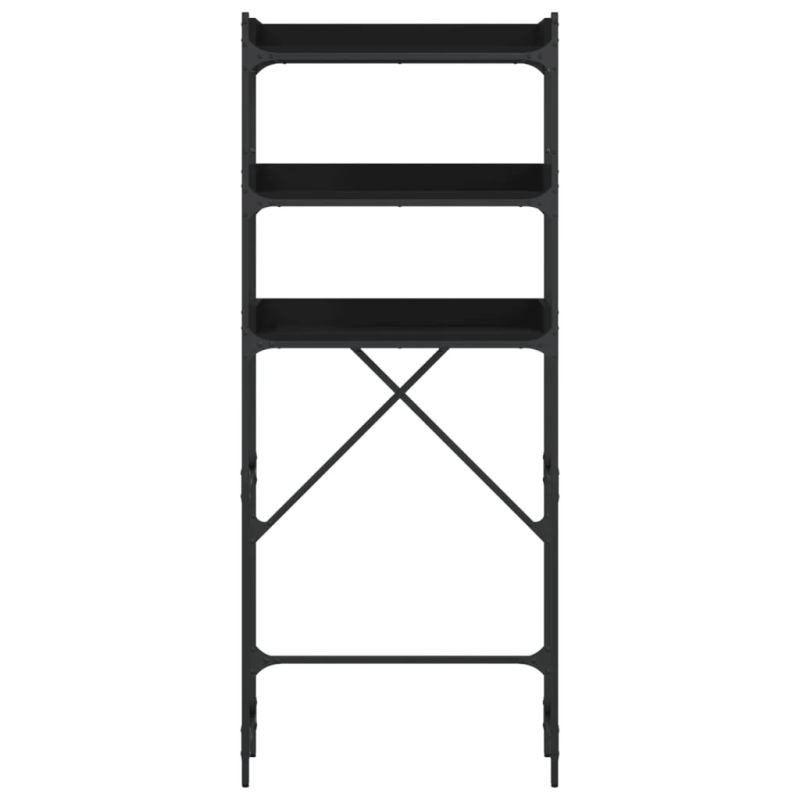 vidaXL veļasmašīnas plaukts, melns, 67x25x163 cm, inženierijas koks