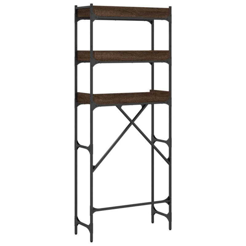 vidaXL veļasmašīnas plaukts, brūns, 67x25x163 cm, inženierijas koks