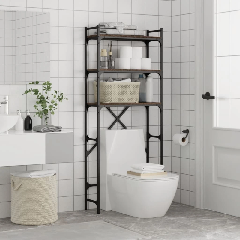 vidaXL veļasmašīnas plaukts, brūns, 67x25x163 cm, inženierijas koks