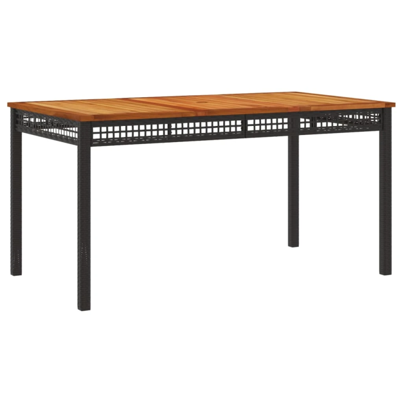 vidaXL 4-daļīgs dārza virtuves mēbeļu komplekts, melna PE rotangpalma