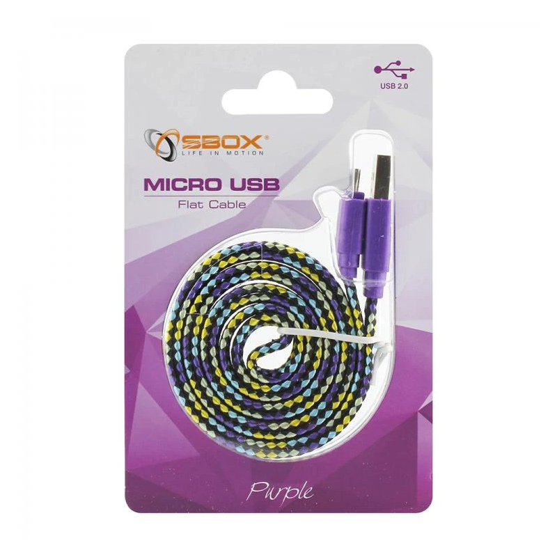 Sbox USB- Micro USB 2.0 M-M 1m colorfull blister purple