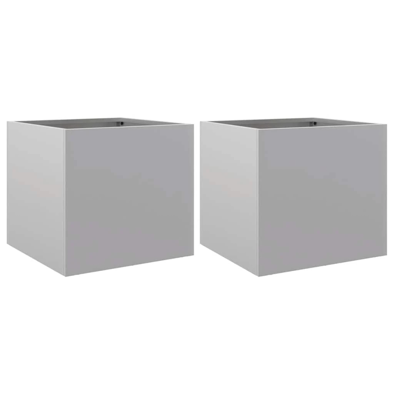 vidaXL puķu kastes, 2 gab., sudrabainas, 32x30x29 cm, cinkots tērauds