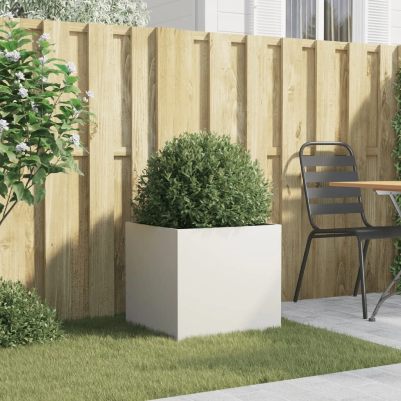 vidaXL puķu kaste, balta, 49x47x46 cm, tērauds