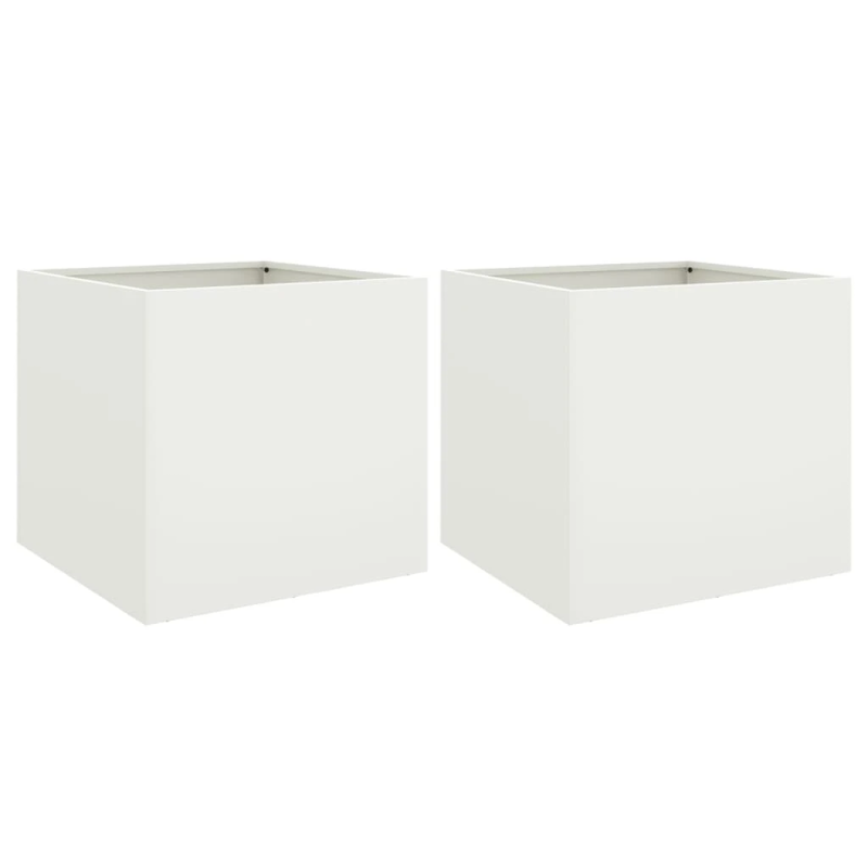vidaXL puķu kastes, 2 gb., baltas, 49x47x46 cm, tērauds