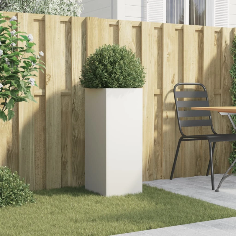 vidaXL puķu kaste, balta, 32x29x75 cm, tērauds