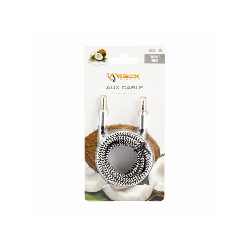 Sbox 3535-1.5W AUX Cable 3.5mm To 3.5mm Coconut White