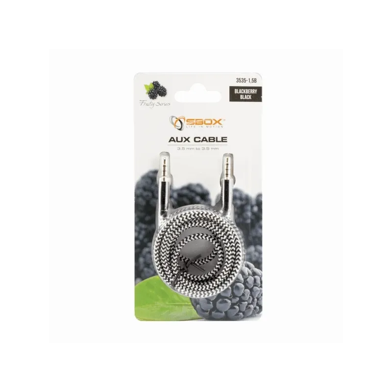 Sbox AUX Cable 3.5mm To 3.5mm Blackberry Black 3535-1.5B