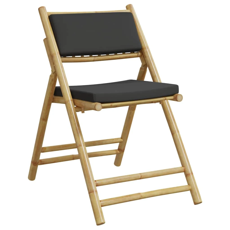 vidaXL 3-daļīgs bistro mēbeļu komplekts ar matračiem, bambuss