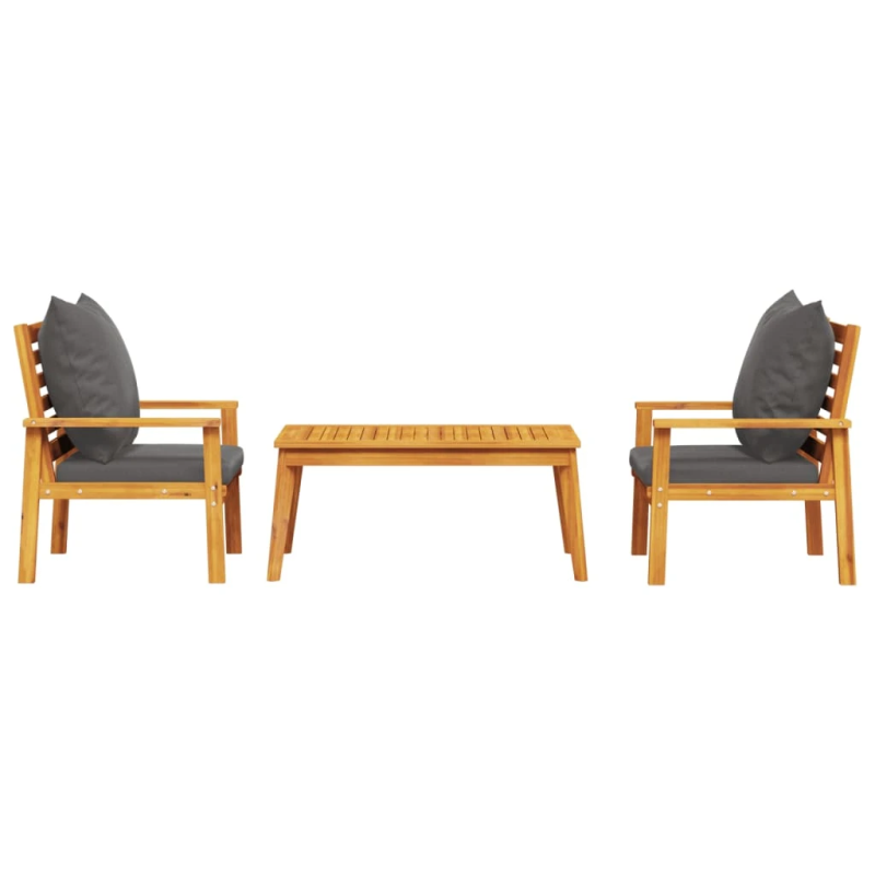 vidaXL 3-osaline aiamööbli komplekt patjadega, akaatsiapuit