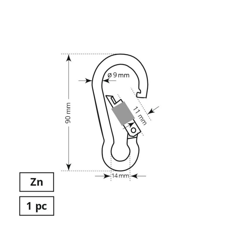 Karabīne aizskrūvējama 9x9 cinkota
