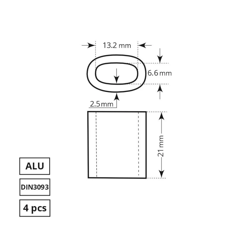 Savilcējs troses 6.0mm alum din3093 4dd