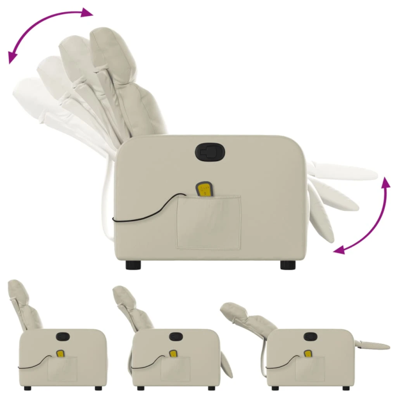 vidaXL masāžas krēsls, atgāžams, krēmkrāsas mākslīgā āda