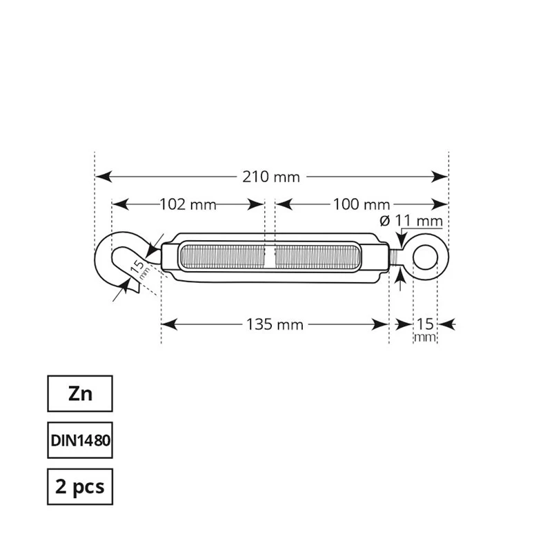 Spriegotājs troses 1480-m12 zn 2dd