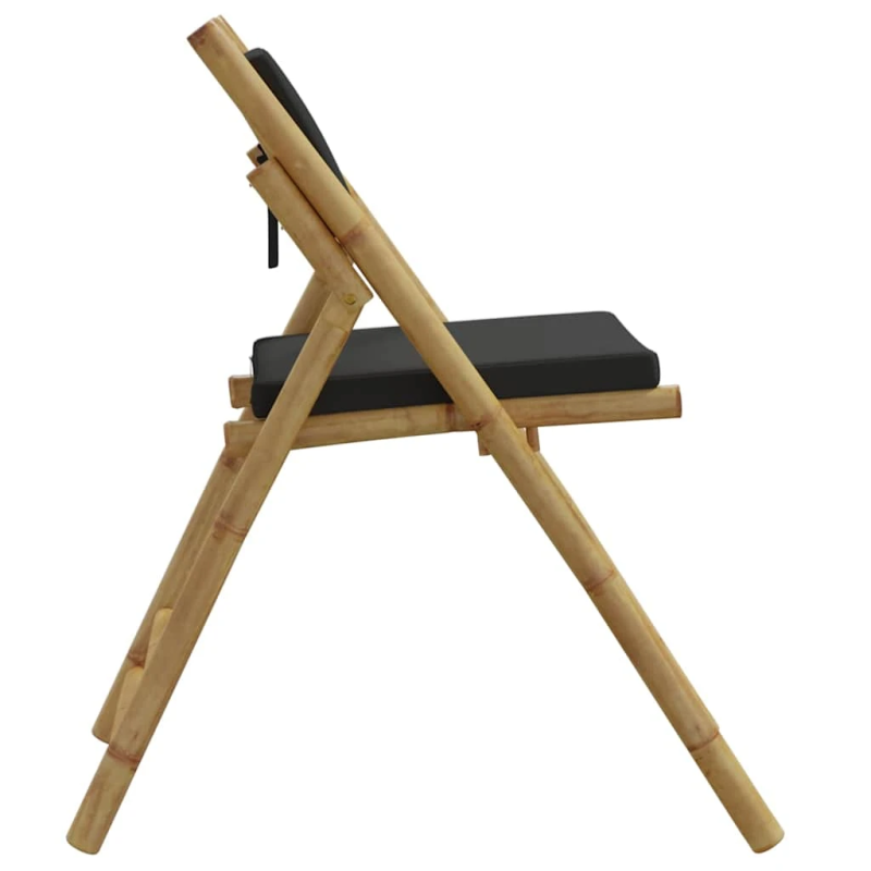 vidaXL saliekami bistro krēsli, tumši pelēki spilveni, 2 gab., bambuss