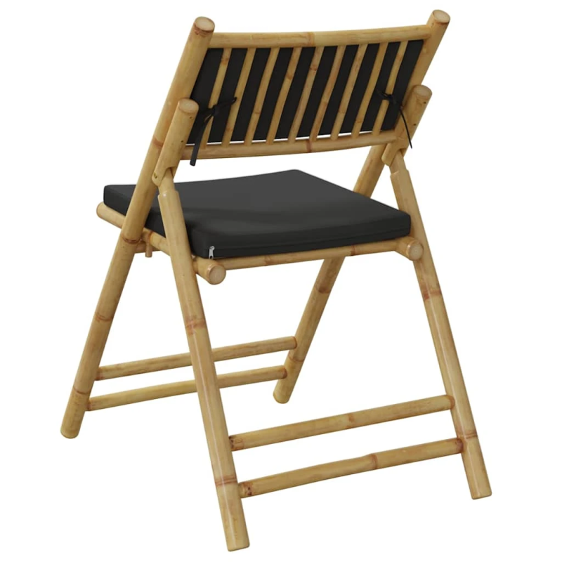 vidaXL saliekami bistro krēsli, tumši pelēki spilveni, 2 gab., bambuss