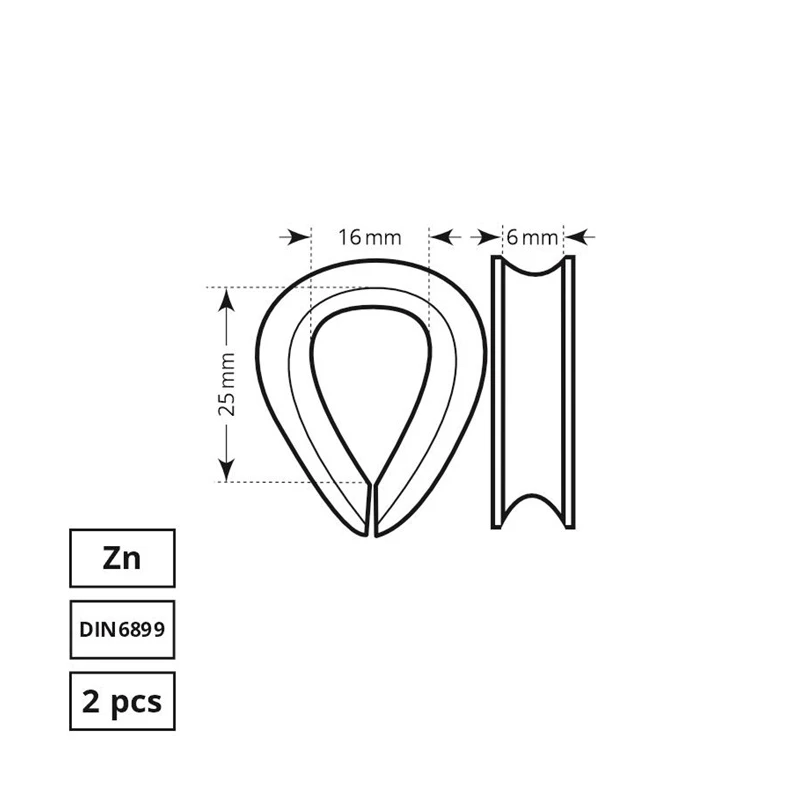 Cilpas trosei6mm zn din6899 2d-4d