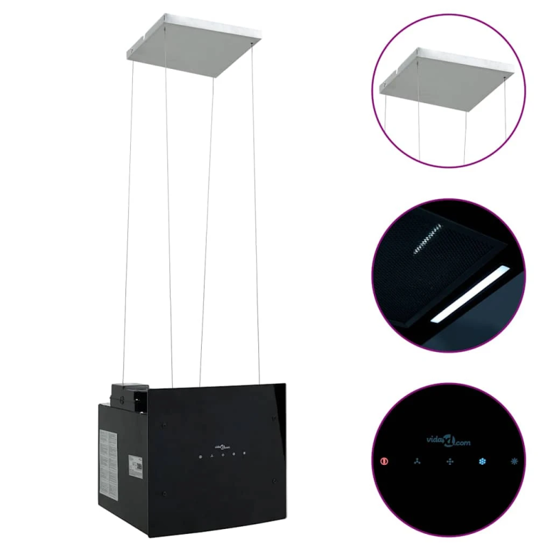 vidaXL virtuves salas tvaika nosūcējs, skārienjutīgs LCD, stikls