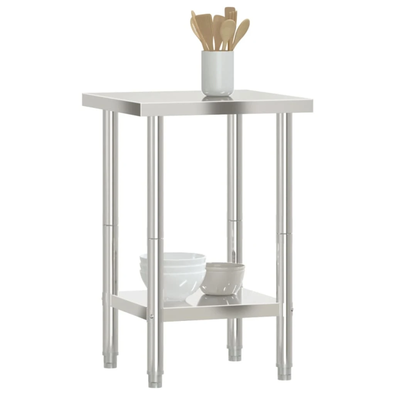 vidaXL virtuves darba galds, 55x55x85 cm, nerūsējošs tērauds